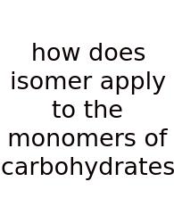 How Does Isomer Apply To The Monomers Of Carbohydrates